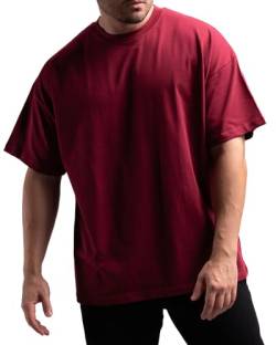 Unisex Oversized T-Shirt aus 100% Bio-Baumwolle - Hochwertiges Shirt mit 235 GSM - Hergestellt in Portugal - Für Herren und Damen - Minimalistisches Design (Burgundy) von ATHLETIC AESTHETICS