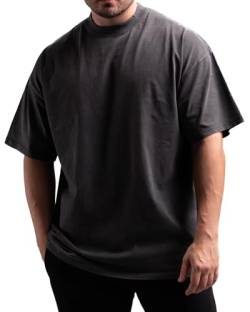 Unisex Oversized T-Shirt aus 100% Bio-Baumwolle - Hochwertiges Shirt mit 235 GSM - Hergestellt in Portugal - Für Herren und Damen - Minimalistisches Design (Vintage Black) von ATHLETIC AESTHETICS