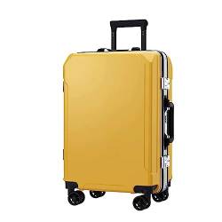 ATHUAH Koffergepäck mit Spinnerrädern, Trolley-Koffer mit Aluminiumrahmen, Zwei USB-Ladeanschlüssen, TSA-Zahlenschloss, 20 Zoll/22 Zoll/24 Zoll/26 Zoll Handgepäck (gelb 24 Zoll) von ATHUAH