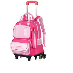 ATHUAH Trolley-Koffer für Kinderschule, Schüler-Trolley-Tasche, einfacher atmungsaktiver Rucksack, rot, großes Rad, Kinder-Trolley-Rucksack von ATHUAH
