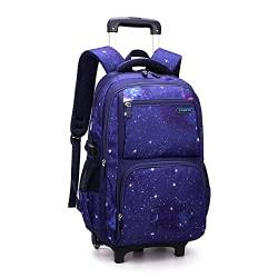 ATHUAH Trolley-Rucksack mit Rollen, mehrschichtige Trolley-Schultasche, atmungsaktiver Rucksack mit großem Fassungsvermögen, F, sechs Runden, Kinder-Rucksack-Trolley-Tasche von ATHUAH