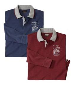 ATLAS FOR MEN - 2er-Pack Herren-Poloshirts - Lange Ärmel - Verfügbar in großen Größen von M bis 5XL von ATLAS FOR MEN