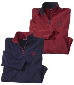 ATLAS FOR MEN 2er-Pack Pullover Mountain Passion aus Microfleece. Erhältlich in großen Größen von M bis 5XL. Dunkelblau, Bordeaux-Rot. Größe 4XL. von ATLAS FOR MEN