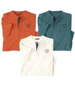 ATLAS FOR MEN - 3er-Pack Henleyshirts - M von ATLAS FOR MEN