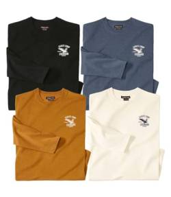 ATLAS FOR MEN - 4er-Set T-Shirts für Herren - Lange Ärmel - Rundhalsausschnitt - Verfügbar in großen Größen von M bis 5XL von ATLAS FOR MEN
