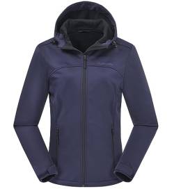 ATLASLAVA Damen Softshelljacke Leichte mit Fleece-Futter Kapuze Windjacke Laufen Wandern BLUE L von ATLASLAVA