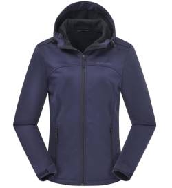 ATLASLAVA Damen Softshelljacke Leichte mit Fleece-Futter Kapuze Windjacke Laufen Wandern BLUE XXL von ATLASLAVA