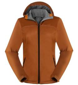 ATLASLAVA Damen Softshelljacke Leichte mit Fleece-Futter Kapuze Windjacke Laufen Wandern BROWN XXL von ATLASLAVA