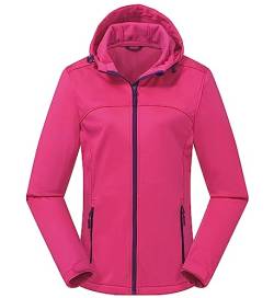 ATLASLAVA Damen Softshelljacke Leichte mit Fleece-Futter Kapuze Windjacke Laufen Wandern ROSA L von ATLASLAVA