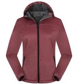 ATLASLAVA Damen Softshelljacke Leichte mit Fleece-Futter Kapuze Windjacke Laufen Wandern WINE RED L von ATLASLAVA