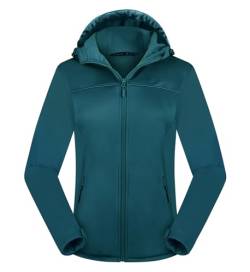 ATLASLAVA Damen Softshelljacke Wasserdichte Atmungsaktive Leichte Fleece Kapuze Übergangsjacke Laufen wanderjacke DUNKELBLAU-2XL von ATLASLAVA