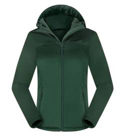 ATLASLAVA Damen Softshelljacke Wasserdichte Atmungsaktive Leichte Fleece Kapuze Übergangsjacke Laufen wanderjacke DUNKELGRÜN-2XL von ATLASLAVA