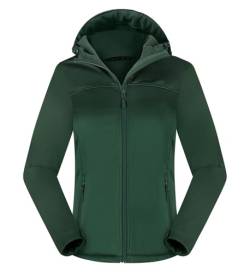 ATLASLAVA Damen Softshelljacke Wasserdichte Atmungsaktive Leichte Fleece Kapuze Übergangsjacke Laufen wanderjacke DUNKELGRÜN-XL von ATLASLAVA