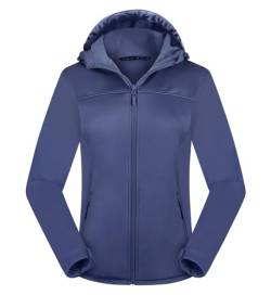 ATLASLAVA Damen Softshelljacke Wasserdichte Atmungsaktive Leichte Fleece Kapuze Übergangsjacke Laufen wanderjacke GRAU BLAU-L von ATLASLAVA