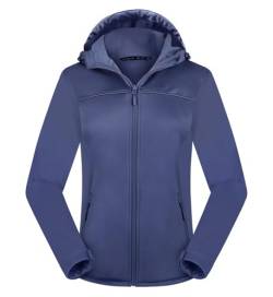 ATLASLAVA Damen Softshelljacke Wasserdichte Atmungsaktive Leichte Fleece Kapuze Übergangsjacke Laufen wanderjacke GRAU BLAU-XL von ATLASLAVA