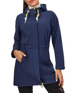 ATLASLAVA Damen Winterjacke Lang Mantel Warm Fleece gefüttert Kapuze Outdoor softshelljacke NAVY BLUE-M von ATLASLAVA