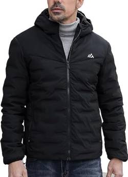 ATLASLAVA Herren Daunenjacke Warme MäNner Winterjacke WintermäNtel Lightweight Outdoor Puffer Jacke Kapuze Schwarz 3XL von ATLASLAVA