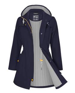 ATLASLAVA Leichte Regenjacke Damen Lang mit Kapuze Wasserdicht Atmungsaktiv Regenmantel übergangsjacke Trenchcoat Navy Blau L von ATLASLAVA