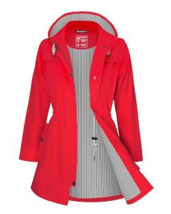 ATLASLAVA Leichte Regenjacke Damen Lang mit Kapuze Wasserdicht Atmungsaktiv Regenmantel übergangsjacke Trenchcoat Rot 2XL von ATLASLAVA