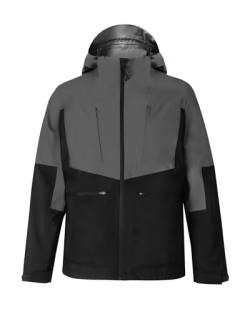 ATLASLAVA Regenjacke Herren Wasserdicht Atmungsaktiv Outdoorjacke Hardshell Windbreaker Reißverschluss Taschen und Kapuze GREY 2XL von ATLASLAVA