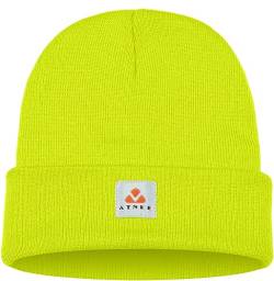 ATNKE Strick Beanie Mütze Dehnbar Weich Warm Täglich Winter Mützen mit Manschetten für Herren und Damen Geschenke/Fluorescent Yellow von ATNKE