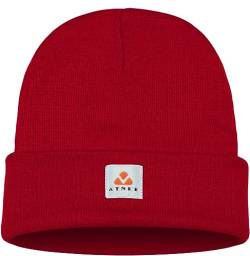 ATNKE Strick Beanie Mütze Dehnbar Weich Warm Täglich Winter Mützen mit Manschetten für Herren und Damen Geschenke/Red von ATNKE