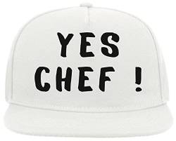 ATPRINTS Yes Chef Funny Kitchen Cooking Meme 5 Panel Snapback Flat Visor Cap Hat Baseballmütze Weiß von ATPRINTS