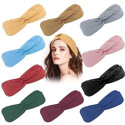ATROCH 10 Stück geknotetes Stirnband für Frauen, dicke und rutschfeste Haarbänder für Yoga, niedliches Haar-Accessoire für Mädchen, Stoff-Stirnbänder für Frauen von ATROCH