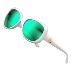 ATTCL Damen Polarisiert Sonnenbrille Klassiker TR90 Rahmen Sonnenbrillen mit UV-Schutz 3011 C4 White+green von ATTCL