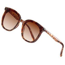 ATTCL Damen Sonnenbrille rund verspiegelt TR90 Rahme HD Nylonlinse Ultra Leicht JD222 Brown von ATTCL