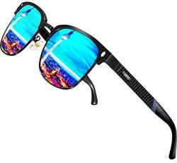 ATTCL Herren Polarisierte Sonnenbrille Al-Mg Ultra Light Metall Rahmen UV400 CAT 3 CE verspiegelt sonnenbrillen 8188 blaue von ATTCL