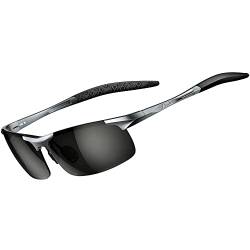 ATTCL Herren Polarisierte Treiber Glasses Sport Sonnenbrille Al-Mg Metallrahme Ultra leicht verspiegelt sonnenbrillen 8177 Grau von ATTCL
