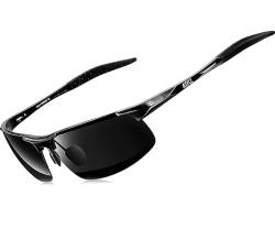 ATTCL Herren Polarisierte Treiber Glasses Sport Sonnenbrille Al-Mg Metallrahme Ultra leicht verspiegelt sonnenbrillen 8177 schwarze von ATTCL