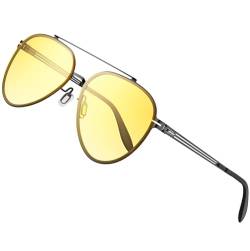 ATTCL Professionelle Nachtfahrbrille – Metall quadratische Nachtsichtbrille gelbe Sonnenbrille für Damen und Herren, 7056/Schwarz (Nachtfahrbrille), photochrom, Medium von ATTCL
