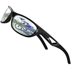 ATTCL Herren Sonnenbrille Polarisierter Sports Fahren Golf Laufen Superleichtes Rahmen (Schwarz-Silber 306) von ATTCL