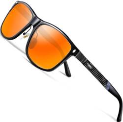 ATTCL Herren Sonnenbrille Sport Polarisierte Fahr Angeln Golf Sportbrille UV400 Schutz (Schwarzer Rahmen+Rote Linse/verspiegelt) von ATTCL