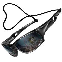 ATTCL Kinder Sonnenbrille TR90 Polarisierte Sportbrille für Jungen und Mädchen Alter 3-10 5025 black-black UV400 CAT 3 CE von ATTCL