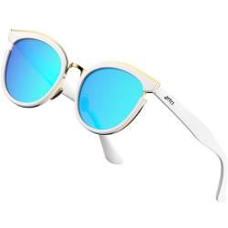 ATTCL Modern Sonnenbrillen Polarisierte Sonnenbrille Damen Verspiegelt UV-Schutz Fahrerbrille 5022 White+Blue von ATTCL