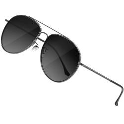 ATTCL Pilotenbrille Polarisierte Sonnenbrille Damen Herren Klassische UV400-Schutz Piloten Sonnenbrillen 3066 C1 black silver jianbian von ATTCL