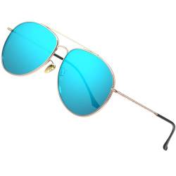 ATTCL Pilotenbrille Polarisierte Sonnenbrille Damen Herren Klassische UV400-Schutz Piloten Sonnenbrillen 3066 C4 Rosegold blue von ATTCL