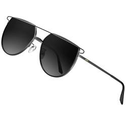 ATTCL Polarisierte Damen Sonnenbrille Großer Metallrahmen UV400-Schutz Sonnenbrillen 3055 C1 Balck-all von ATTCL