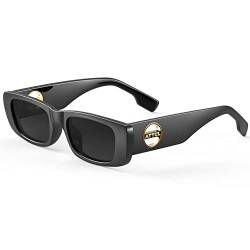 ATTCL Polarisierte Damen Sonnenbrille mit rechteckigem Rahmen trendige klobige Sonnenbrille mit UV-Schutz 5088 C1 Black+grey von ATTCL