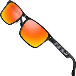 ATTCL Polarisierte Fahren Sonnenbrille Herren Al-Mg Metall Rahme Ultra Leicht 6500 Red UV400 CAT 3 CE von ATTCL