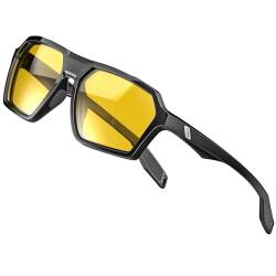 ATTCL Polarisierte Sonnenbrille Herren Sportbrille mit UV-Schutz Hexagonal TR90 Rahmen 2137 C5 Black+yeshi von ATTCL