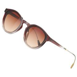 ATTCL Runde klassische Damen Polarisierte Sonnenbrille Retro trendige UV400-Schutz Sonnenbrillen C4 ClearBrown+brown von ATTCL