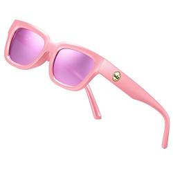 ATTCL Sonnenbrille Damen Polarisierte Vintage TR90 Rahmen Kleiner Rechteckig Sonnenbrillen 5533 C6 Pink+pink von ATTCL