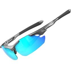 ATTCL Sonnenbrille Herren - Verbesserte Polarisierte Sportbrille Ultraleicht UV-Schutz Sonnenbrillen 7027-C2 Blue UV400 CAT 3 CE von ATTCL