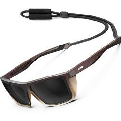 ATTCL Sport Polarisierte Sonnenbrille Für Männer Frauen Radfahren Fahren Angeln 100% UV-Schutz Sonnenbrille, C4-Brown-Brown-Grey, 58 von ATTCL