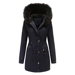 ATZTD Women's Down Jackets & Parkas Womens Hooded Warm Winter Coats with Faux Fur Lined Outerwear (Navy Blue,S) von ATZTD