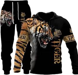 Herren Lion Tiger Color Jogging Anzug Trainingsanzug Sportanzug Fitness Sporthose Hose Hoodie (Tiger3,5XL) von ATZTD